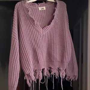 Cage Vintage Distressed Lavendar Sweater